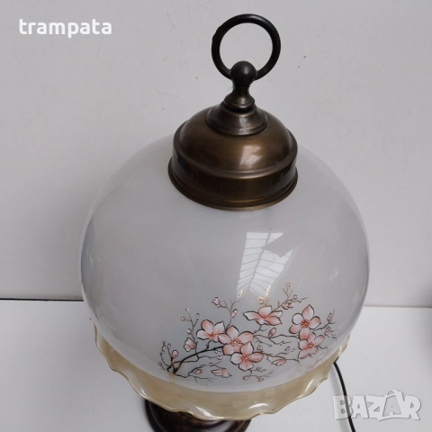 НАЙ ДОБРАТА ОФЕРТА Стара немска голяма настолна Лампа , дърво,Месиннг и стъкло., снимка 2 - Антикварни и старинни предмети - 52613902