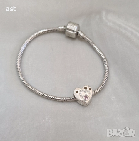 Сребърен елемент сърце, снимка 8 - Гривни - 52524574