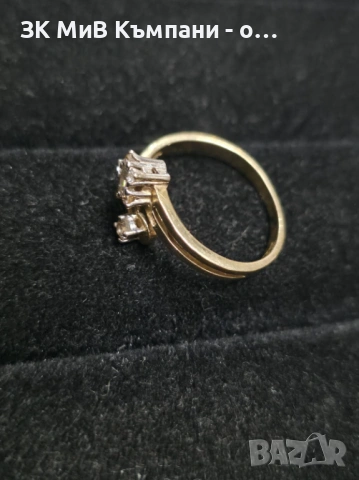 Златен даски пръстен с диаманти , снимка 2 - Пръстени - 53566292