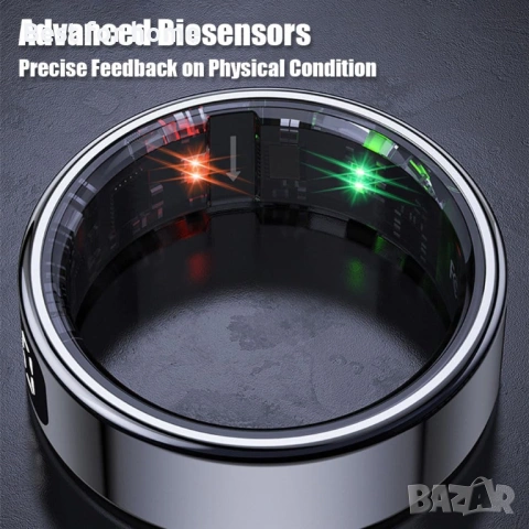 Умен пръстен за фитнес тракер, размер 8, цвят - розово злато, снимка 2 - Смарт гривни - 53666375