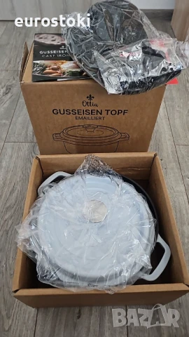 Ottia Чугунена емайлирана тенджера 26 см за готвене с капак и ароматни копчета - Тенджера за задуша, снимка 7 - Съдове за готвене - 51110096