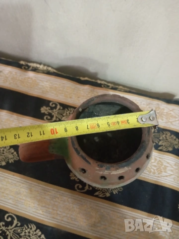 Стар керамичен съд,кандило, снимка 3 - Антикварни и старинни предмети - 53106454