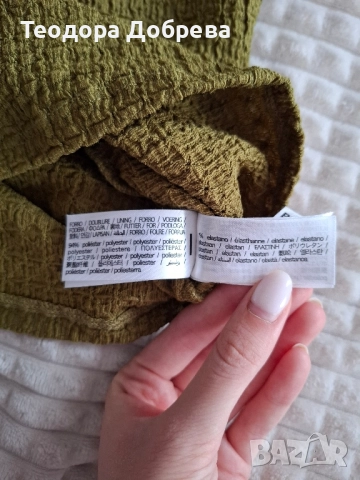 Дамска блуза BERSHKA с дълъг ръкав - маслинено зелена, снимка 7 - Блузи с дълъг ръкав и пуловери - 51965571