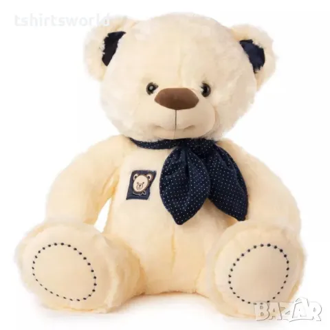 Ново плюшено Мече със синьо фишу, 40см