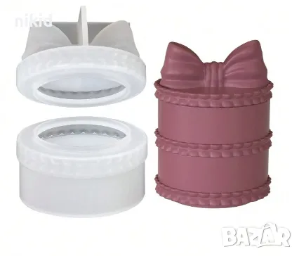 3d Кръг малка кутия кутийка капак с панела 2 части силиконов молд форма направа кутийка бижута смола, снимка 3 - Форми - 47286271