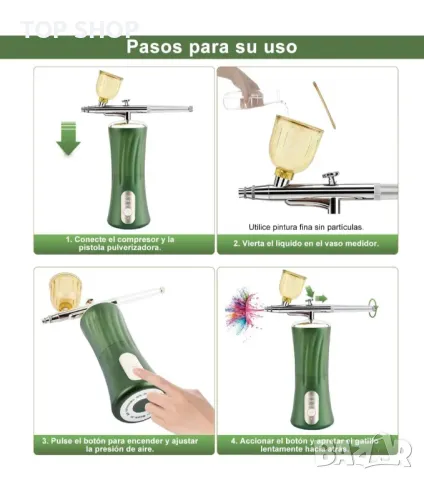 Daakro 2024 Upgrade Wireless Airbrush Set 30PSI Преносим ръчен безжичен мини USB акумулаторен, снимка 6 - Козметични уреди - 48934655