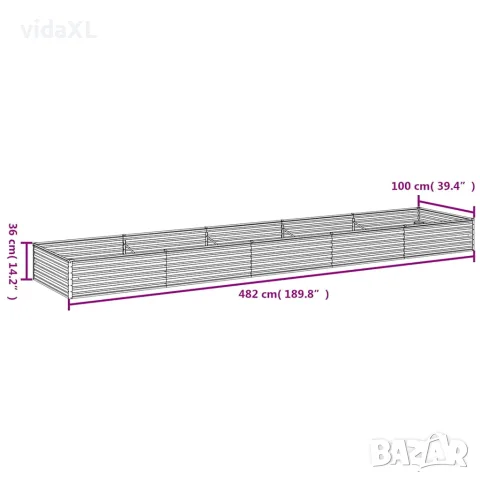 vidaXL Градинска повдигната леха 482x100x36 см кортенова стомана, снимка 7 - Саксии и кашпи - 56146192
