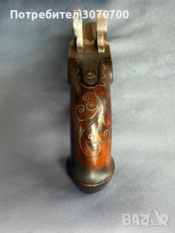 Уникален стар двуцевен пищов, сребърни набивки, снимка 6 - Антикварни и старинни предмети - 53587472