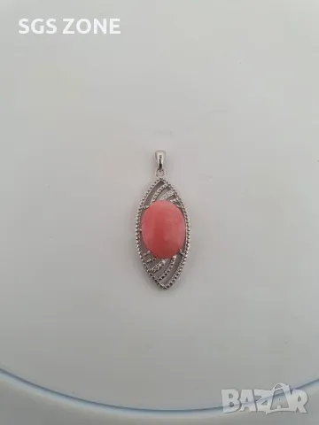 Сребърна Висулка с Лунен Камък, Сапфир, Розов Опал, снимка 4 - Колиета, медальони, синджири - 49870901