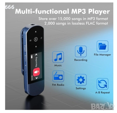 64GB преносим USB MP3 плейър с Bluetooth, снимка 8 - Друга електроника - 53504142