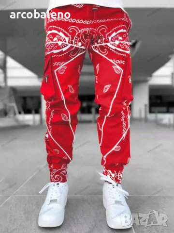 Мъжки карго панталони с принт на кашу, 4цвята, снимка 12 - Панталони - 39378673