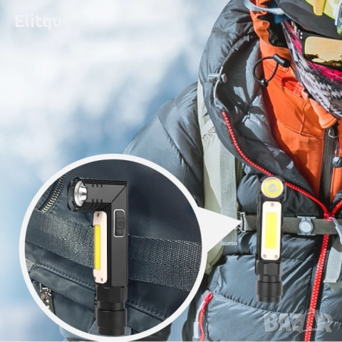 Фенер  за глава, XPG + COB червена и бяла светлина,  сгъване на  90 ° - FL59, снимка 10 - Други - 52806219