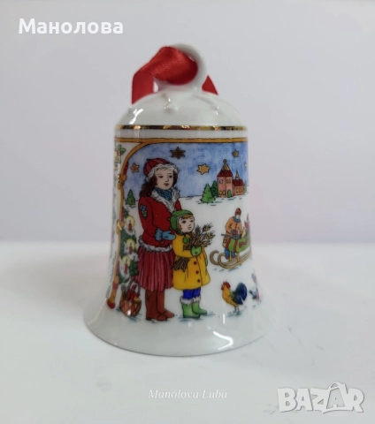Порцеланова коледна камбанка и ботуш от колекцията на Hutschenreuther., снимка 2 - Други ценни предмети - 52396531