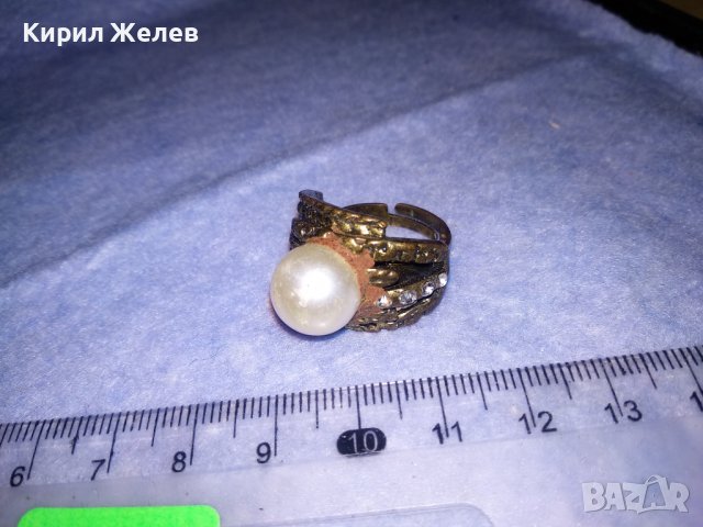 СТАР ЗЛАТИСТ ПЕРЛЕН РЕТРО ПРЪСТЕН от НЕРЪЖДАЕМА СТОМАНА РЕГУЛИРУЕМ 36610, снимка 8 - Пръстени - 39729500