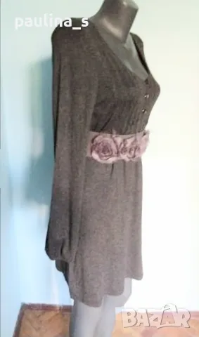 Два броя / Сива сезонна рокля тип туника с буфон ръкави , снимка 13 - Рокли - 34205125