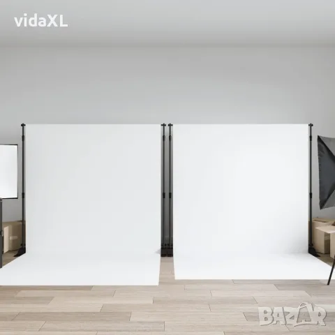 vidaXL Поставки за фон, 2 бр, черно, 305x243 см, стомана, снимка 2 - Светкавици, студийно осветление - 56146712