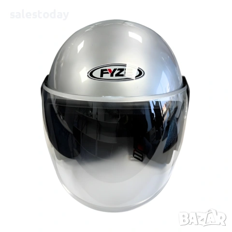 Каска за мотор с визьор, сив, универсален размер