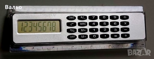 Настолен калкулатор с 2 линийки в инчове и в сантиметри