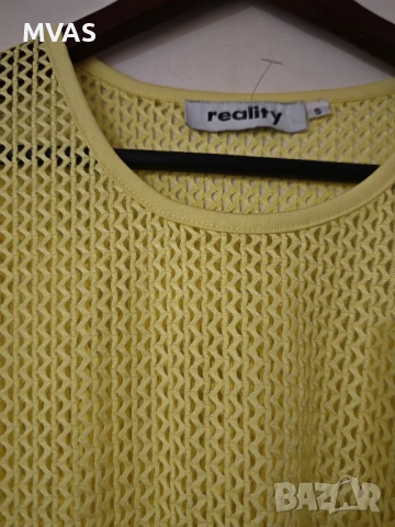 Нова дамска жълта мрежеста блуза S размер , снимка 3 - Туники - 51068190