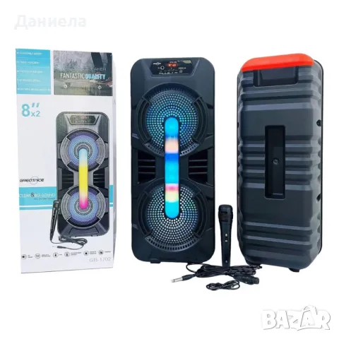 Портативна Bluetooth колонка GTS-1702 – Мощен звук и динамични LED светлини, снимка 2 - Тонколони - 49328554