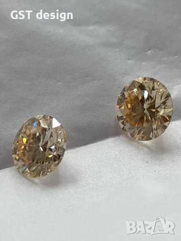 Спешно Топ Фенси Злато 3,4к. Мойсанит Диамант Двойка 7,6 мм., снимка 9 - Други - 40381219