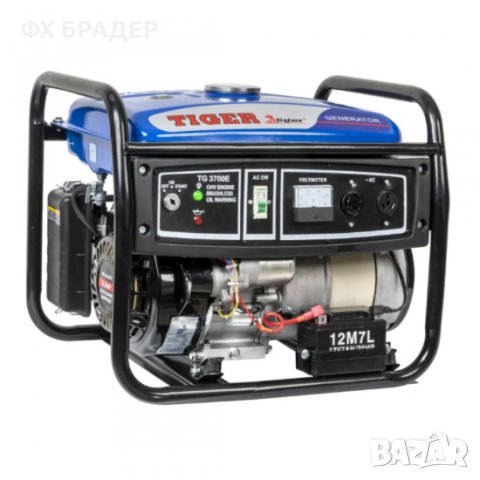 ПРОМОЦИЯ! Професионален Монофазен бензинов генератор Tiger, 2700W, 12L, ел. стартер, с колела, снимка 2 - Генератори - 39819455