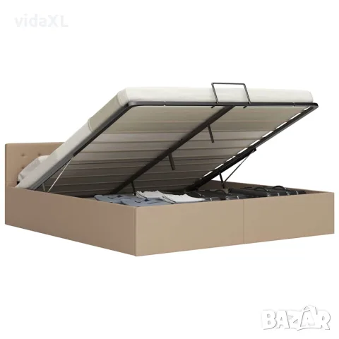vidaXL Легло с повдигащ механизъм капучино изкуствена кожа 180x200 cм