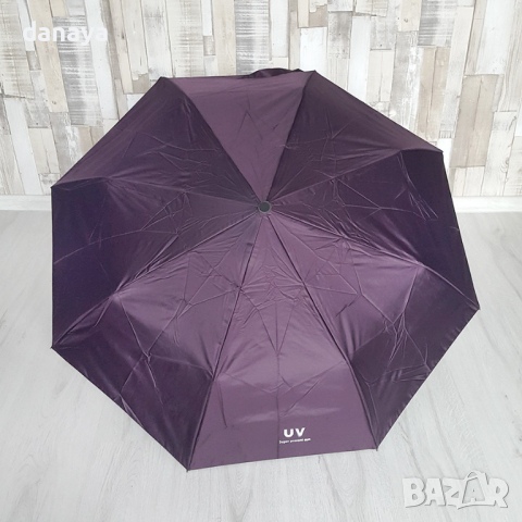 2438 Сгъваем автоматичен чадър с UV защита, едноцветен, двоен автомат, снимка 8 - Други - 34228989