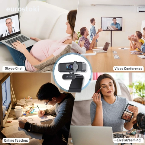 Jelly Comb уеб камера Full HD 1080P за видео разговори, сребърно черна Full HD 1080P видео разговори, снимка 3 - Други - 52436901