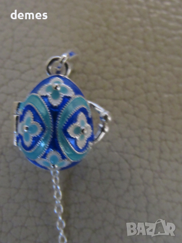 Фино дамско колие с висулка- Яйце Фаберже, ново, снимка 4 - Колиета, медальони, синджири - 53089176