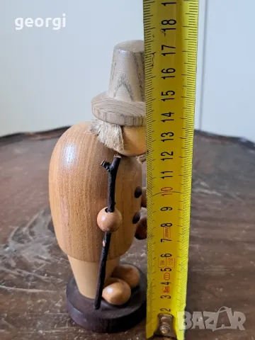дървена статуетка старец с лула  18/4, снимка 4 - Статуетки - 49162880