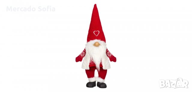 Коледна декоративна фигурка, Гном с Червена плетена шапка 