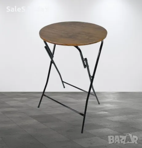 Сгъваема маса, Кръгла, Кафява, 44.5x65.5см, MDF