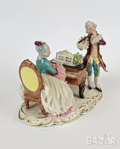 Порцеланова фигура с музиканти - Alka Kunst, Германия, снимка 2 - Статуетки - 52653644