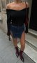 ДАМСКА БЛУЗА С ПАДНАЛИ РАМЕНЕ BLACK, снимка 1 - Блузи с дълъг ръкав и пуловери - 37019628