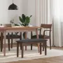 vidaXL Пейка 90 см Кафява масивна дървесина Гума, снимка 2