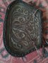 Стара дамска кожена чантичка ръчна маисторска изработка с красиви флорални орнаменти 38777, снимка 3