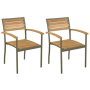 vidaXL Стифиращи външни столове, 2 бр, акациево дърво масив и стомана(SKU:44236