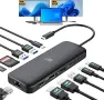 USB-C docking станция 11-в-1 за лаптоп с Dual 4K HDMI, Gigabit Ethernet и USB/USB-C портове, снимка 1