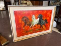 Маслена картина - препускащи рисаци. №7968, снимка 5