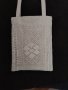 Дамска чанта от плат, тип торба ,с плетена дантела, снимка 2