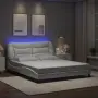 vidaXL Рамка за легло с LED без матрак Hvar, бяла, 160x200 cм, снимка 2