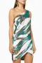  Elisabetta Franchi One-Shoulder Sequin къса парти официална коктейлна рокля пайети аквамарин , снимка 5