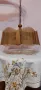 Ретро полилей от масивно дърво и 6 стъклени плочки. За 6 крушки. Перфектно състояние, снимка 1