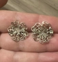 НОВИ страхотни интересни сребърни дамски обеци цвете , снимка 1