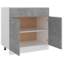 Долен шкаф с чекмеджета, бетонно сив, 80x46x81,5 см, ПДЧ  , снимка 2