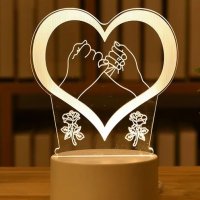 Светещо сърце за Свети Валентин - холограмна 3d лед, снимка 2 - Настолни лампи - 44263450