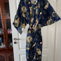 Оригинално тип халат дълго ново японско автентично кимоно памук памучно дракон , снимка 2 - Рокли - 44585759