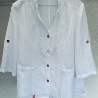 Ленена бяла бутикова риза/блуза/туника ABBA, снимка 1 - Ризи - 38907273