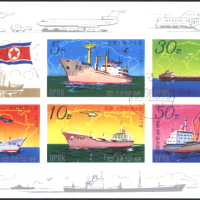 Клеймовани марки в малък лист Кораби 1978 от Северна Корея КНДР, снимка 1 - Филателия - 44679821